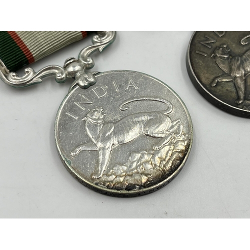 2318 - Two George VI Indian General Service medals, one with North West Frontier 1936-37 clasp presented to... 