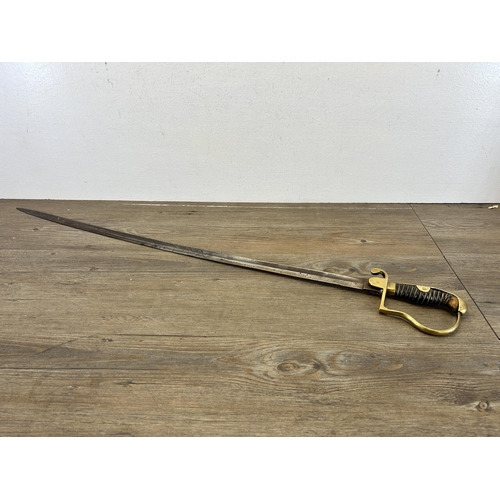 2321 - An antique Prussian officer's sword - approx. 91cm long including handle