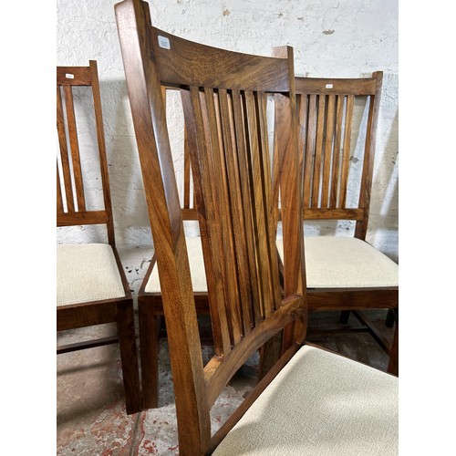 115 - Five Indian sheesham wood dining chairs