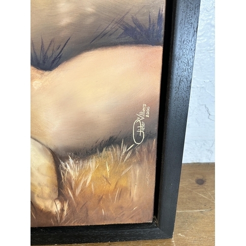 253 - A framed 2006 Pieter Villiers nude male oil on canvas - approx. 82cm high x 108cm wide