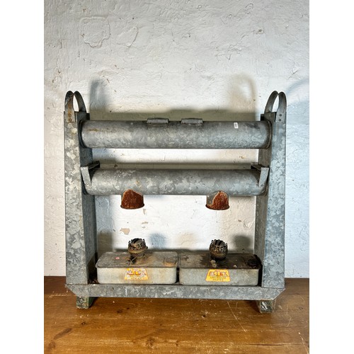 630 - A mid 20th century Eltex galvanised two section paraffin greenhouse heater - approx. 82cm high x 72c... 