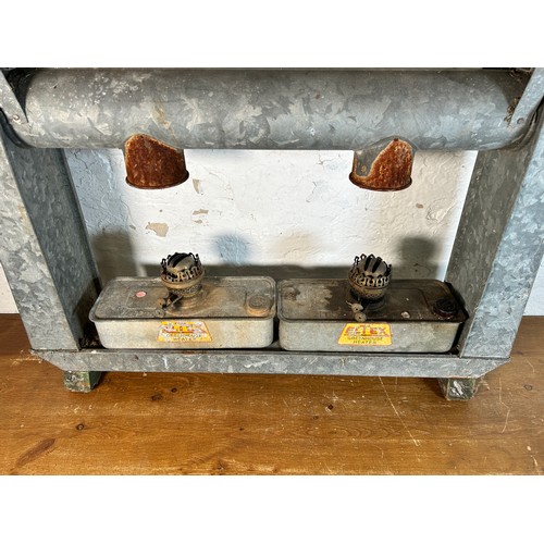 630 - A mid 20th century Eltex galvanised two section paraffin greenhouse heater - approx. 82cm high x 72c... 