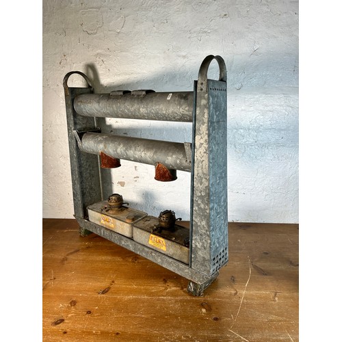 630 - A mid 20th century Eltex galvanised two section paraffin greenhouse heater - approx. 82cm high x 72c... 