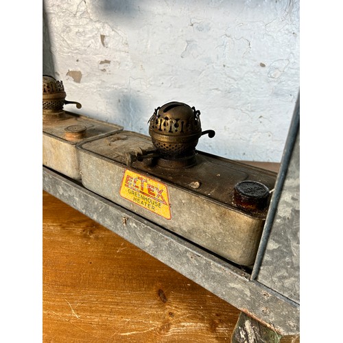 630 - A mid 20th century Eltex galvanised two section paraffin greenhouse heater - approx. 82cm high x 72c... 