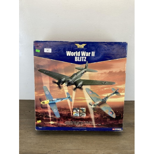 447 - A boxed Corgi The Aviation Archive World War II Blitz 3-Plane 1:72 scale die-cast model set comprisi... 