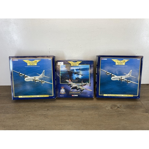 451 - Three boxed Corgi The Aviation Archive 1:144 scale die-cast models, two AA31803 Boeing B-29 Superfor... 