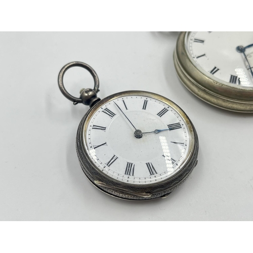 2347 - Two antique and later open face pocket watches, one hallmarked London silver cased key wind and one ... 