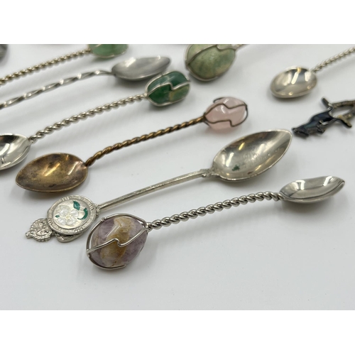 2232 - Twenty pieces of silver plated ware, two yerba mate bombilla straws and eighteen collector's spoons