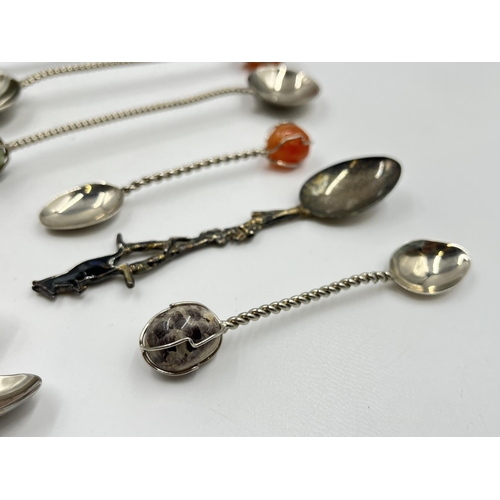 2232 - Twenty pieces of silver plated ware, two yerba mate bombilla straws and eighteen collector's spoons