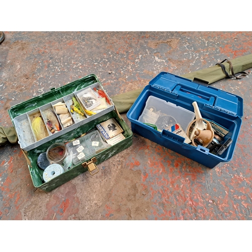 1050 - Three items, two tackle boxes containing a large collection of terminal tackle and one Fladen Carp C... 