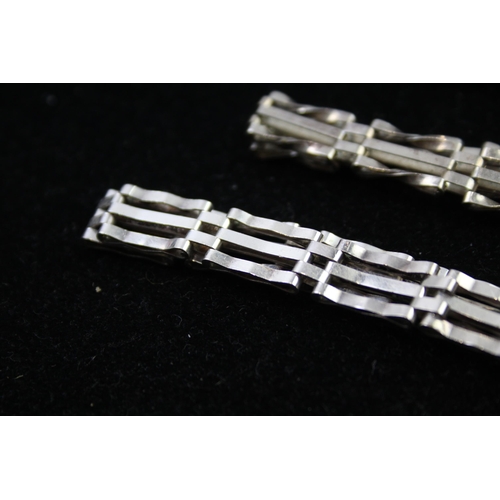 2332 - Three silver heart padlock gate bracelets - approx. gross weight 39g