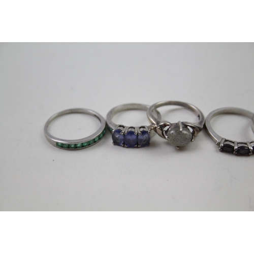 2339 - Eight silver gemstone set rings to include two TGGC etc. - approx. gross weight 21g