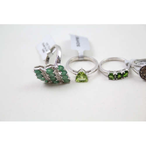 2340 - Eight silver gemstone set rings to include emerald, diamond etc. - approx. gross weight 24g