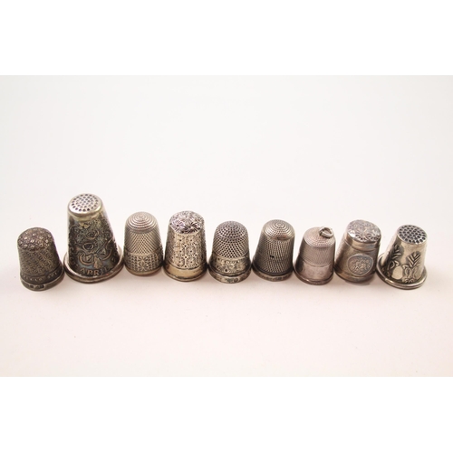 2234 - Nine .925 sterling silver thimbles to include Charles Horner etc. - approx. gross weight 66g