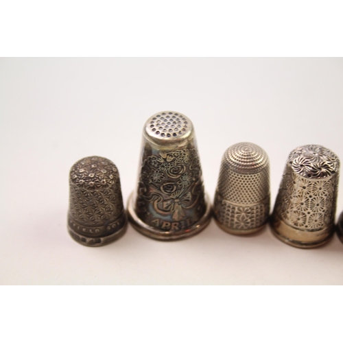 2234 - Nine .925 sterling silver thimbles to include Charles Horner etc. - approx. gross weight 66g