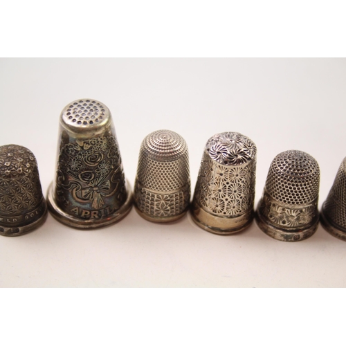 2234 - Nine .925 sterling silver thimbles to include Charles Horner etc. - approx. gross weight 66g