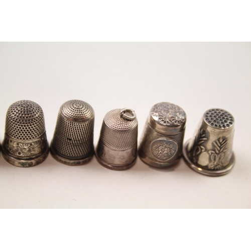 2234 - Nine .925 sterling silver thimbles to include Charles Horner etc. - approx. gross weight 66g