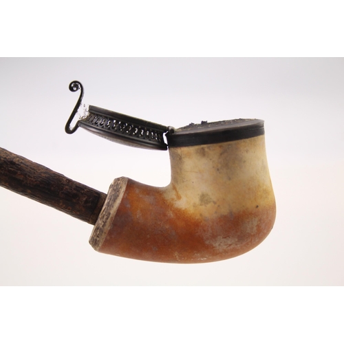 2380 - An antique meerschaum and .950 silver topped smoking pipe - approx. 29cm long