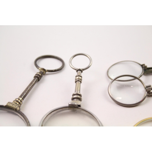 2381 - Five vintage optical instruments, two pairs of lorgnettes and three magnifiers