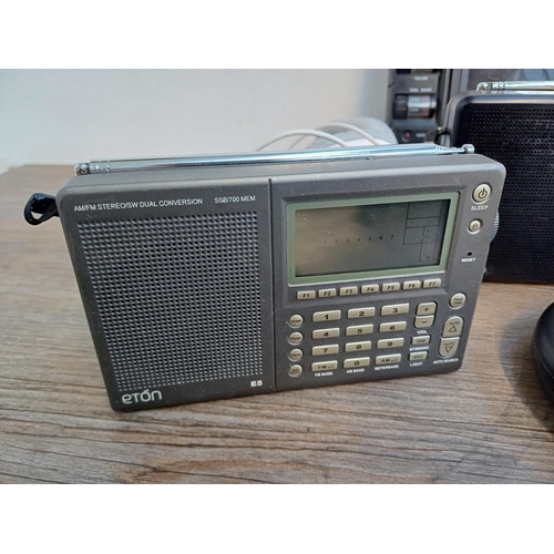 846 - Six items to include PLL portable four-band radio, Philips N2214 cassette recorder, Etón E5 AM/FM/SW... 