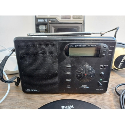 846 - Six items to include PLL portable four-band radio, Philips N2214 cassette recorder, Etón E5 AM/FM/SW... 