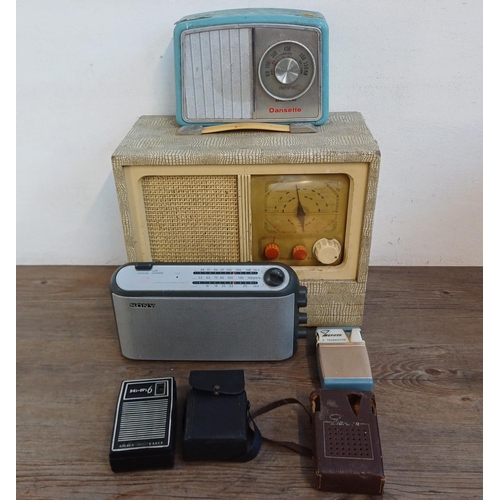 862 - Five vintage radios to include Sony ICF-703L three-band, Dansette Chorister, Zephyr Radio Ltd. ZR-62... 