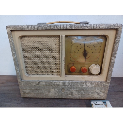 862 - Five vintage radios to include Sony ICF-703L three-band, Dansette Chorister, Zephyr Radio Ltd. ZR-62... 