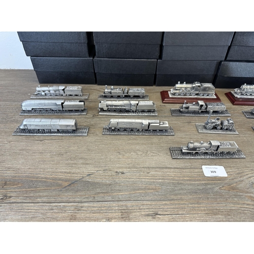 309 - Sixteen Royal Hampshire cast metal model trains to include two The Thomas & Friends Pewter collectio... 