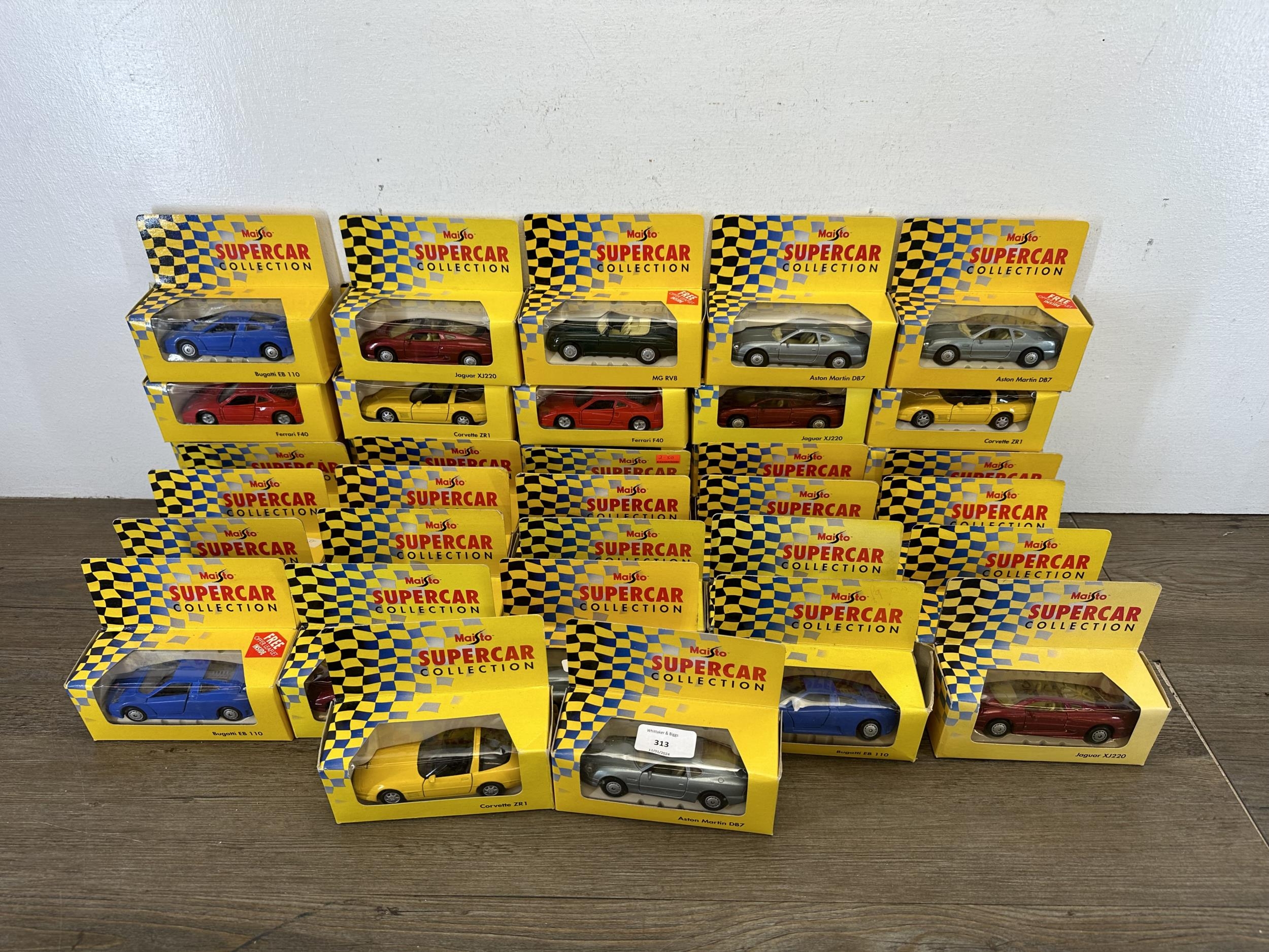 A collection of boxed Maisto Supercar Collection die-cast model vehicles