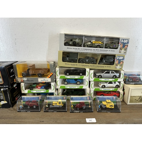 316 - A collection of boxed die-cast model vehicles to include Maisto Special Edition Volkswagon New Beetl... 