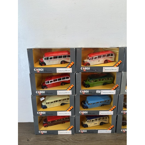 328 - A collection of boxed Corgi Classics Bedford Type OB Coach die-cast model vehicles