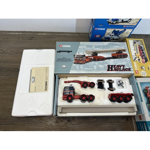 329 - Six boxed Corgi die-cast model vehicles to include CC11802 Heavy Haulage Leyland DAF 85 Tractor, Tan... 