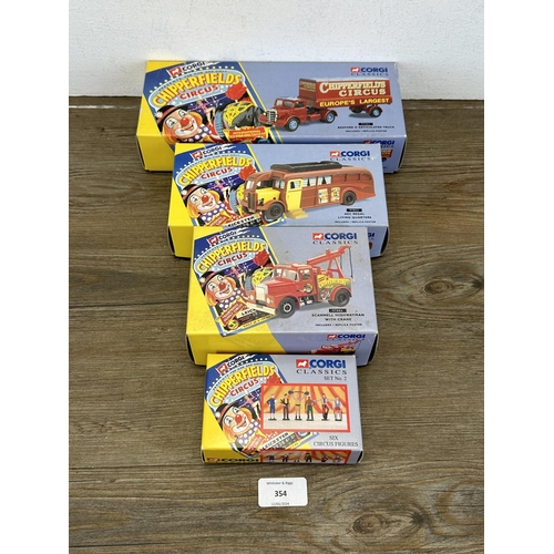 354 - Four boxed Corgi Classics Chipperfields Circus items, No.2 6 Circus figure set and three die-cast mo... 