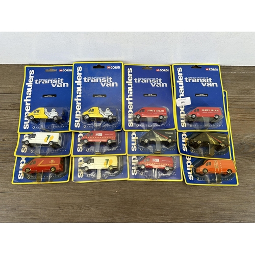 369 - Twelve sealed Corgi Superhaulers Transit Van 1:64 scale die-cast model vehicles