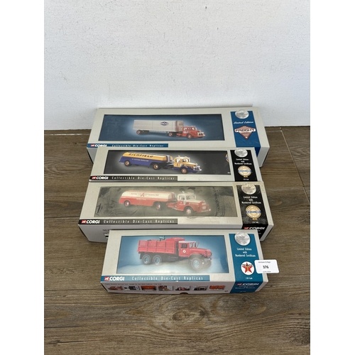 376 - Four boxed Corgi limited edition 1:50 scale die-cast model vehicles, 50201, 51001, 51002 and 50704