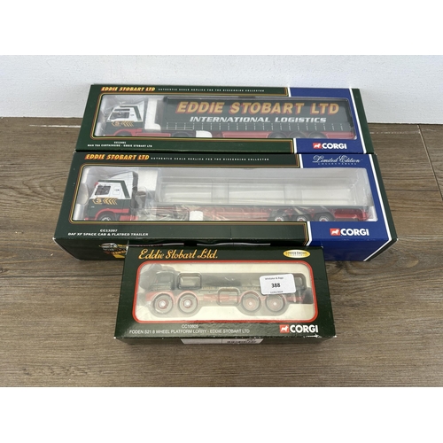 388 - Three boxed Corgi Eddie Stobart Ltd die-cast model vehicles, CC10805, CC13401 and CC13207