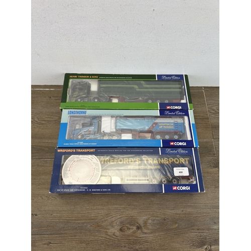 400 - Three boxed Corgi limited edition 1:50 scale die-cast model vehicles, CC13216, CC12809 and CC12917