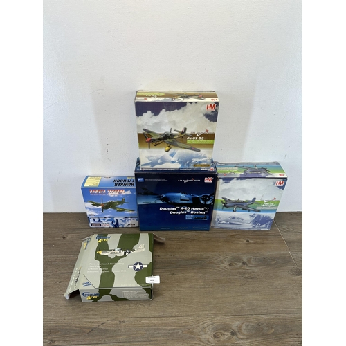 441 - Five boxed 1:72 scale die-cast models, Gemini Aces GAUSA 2001 North American P-51B Mustang Bald Eagl... 