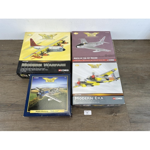 444 - Four boxed Corgi The Aviation Archive die-cast model aircrafts, AA32204, AA32808, AA35812 and AA3130... 