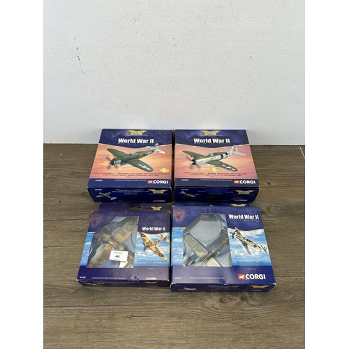 445 - Four boxed Corgi The Aviation Archive World War II 1:72 scale die-cast model aircrafts, AA33803, AA3... 