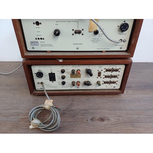 864 - Two items of vintage Radford stereo hi-fi, one FMT3 FM tuner and one SCA30 control amplifier with in... 