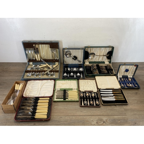 533 - Nine vintage cased cutlery sets