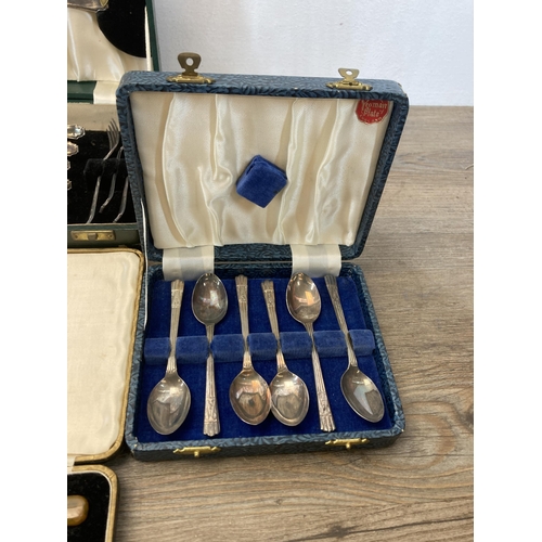 533 - Nine vintage cased cutlery sets