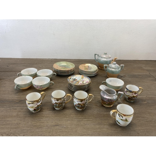 565 - A collection of Oriental ceramics to include Noritake, two Imari vases, Kutani bottleneck vase etc.