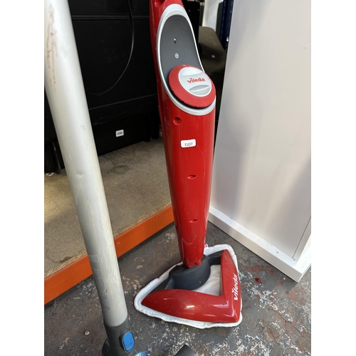 1005 - Two cleaners, one Vax SlimVac cordless and one Vileda steam mop