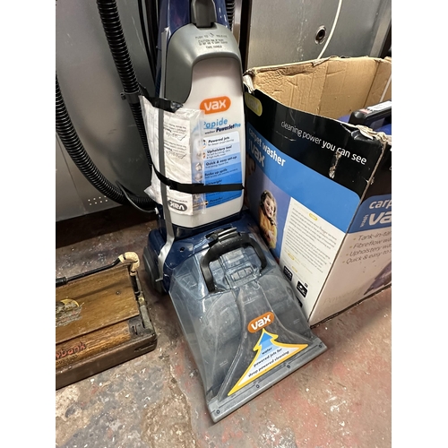 1018 - Two Vax carpet washers, one Rapide Power Jet Pro upright and one boxed V-020 cylinder