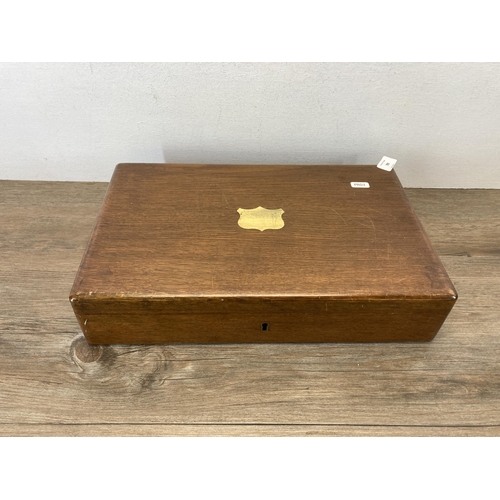 789 - A Walker & Hall oak cutlery box