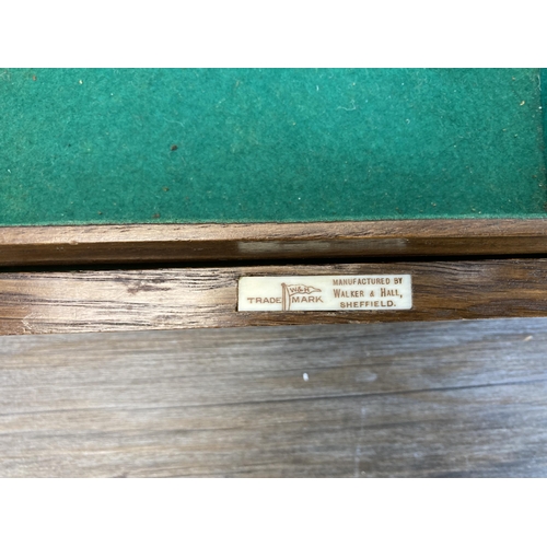 789 - A Walker & Hall oak cutlery box