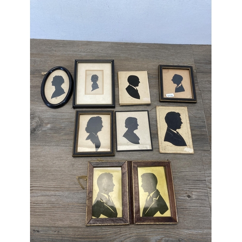 794 - A collection of 19th century style portrait prints to include Gilbert Streynsham Seilden silhouette ... 