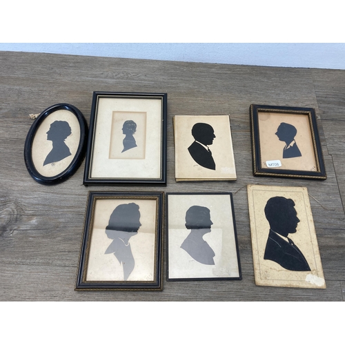 794 - A collection of 19th century style portrait prints to include Gilbert Streynsham Seilden silhouette ... 